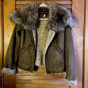 Armani Jeans Vegan Fur/Suede Collar Jacket